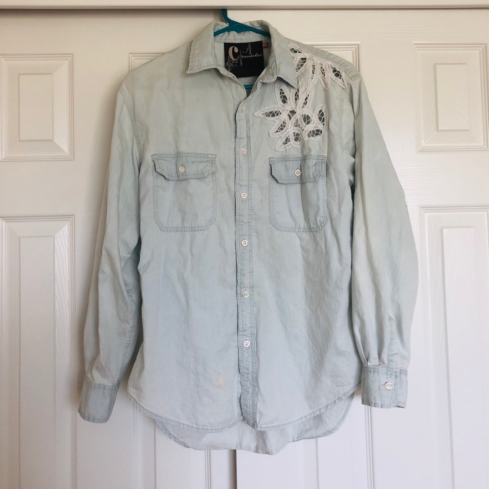 Chambray crochet shirt